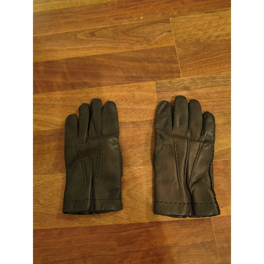 Aris Size M 100 % Fur Lined Leather Gloves Brown - Picture 5 of 5